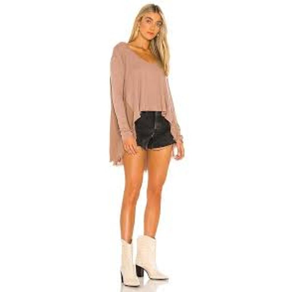 Free People Waffle‎ Knit High/Low Top